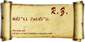 Réti Zalán névjegykártya