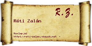 Réti Zalán névjegykártya